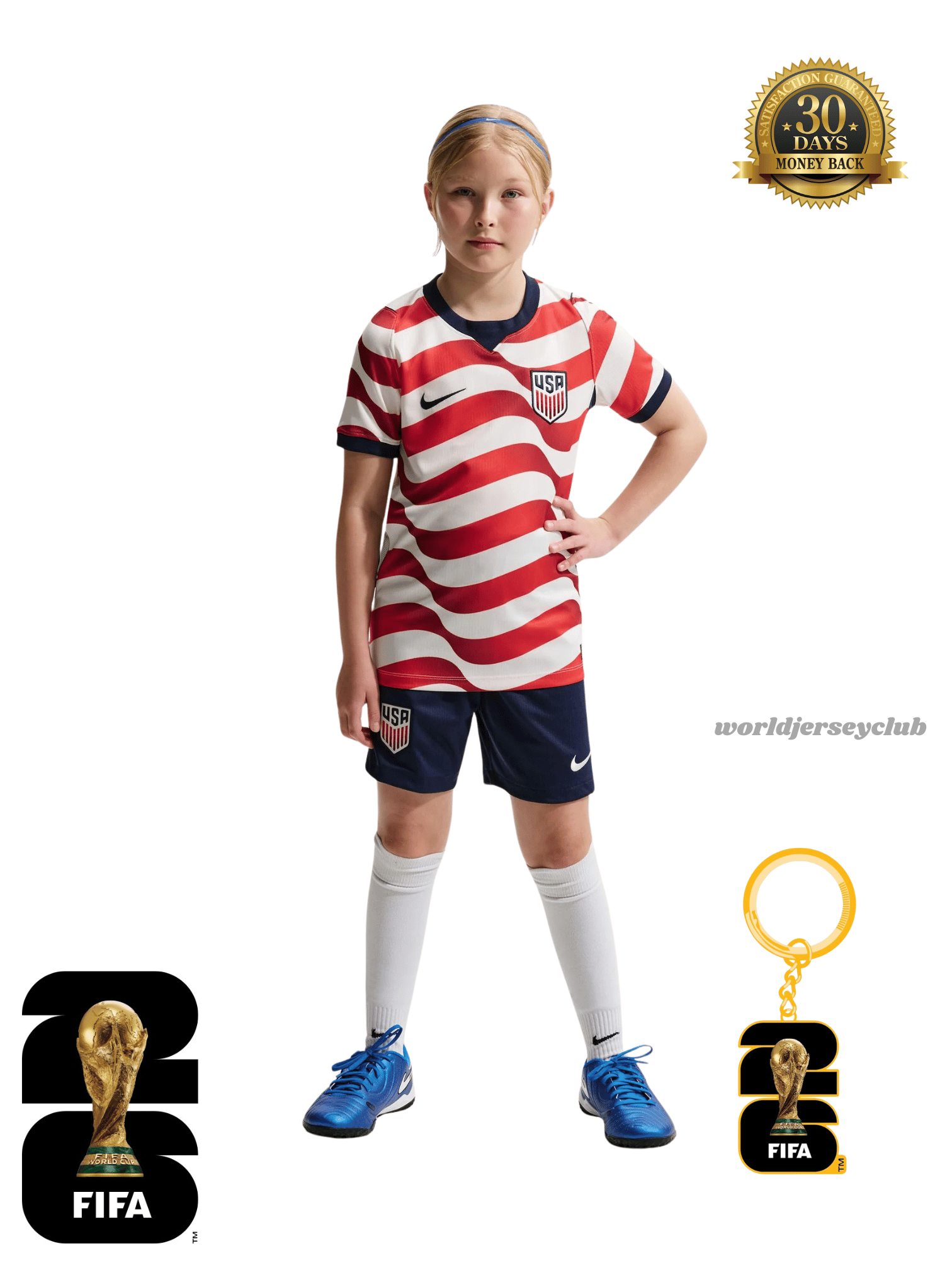 USA 2026 Kit Kids Home Jersey – Stripes without Stars (Style)